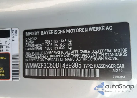 2013 Mini Cooper Clubman z USA, uszkodzony, nr VIN WMWZF3C50DT489385